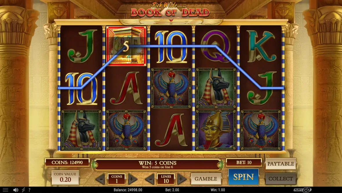 Tiền thưởng cho trò chơi slot Book of Dead