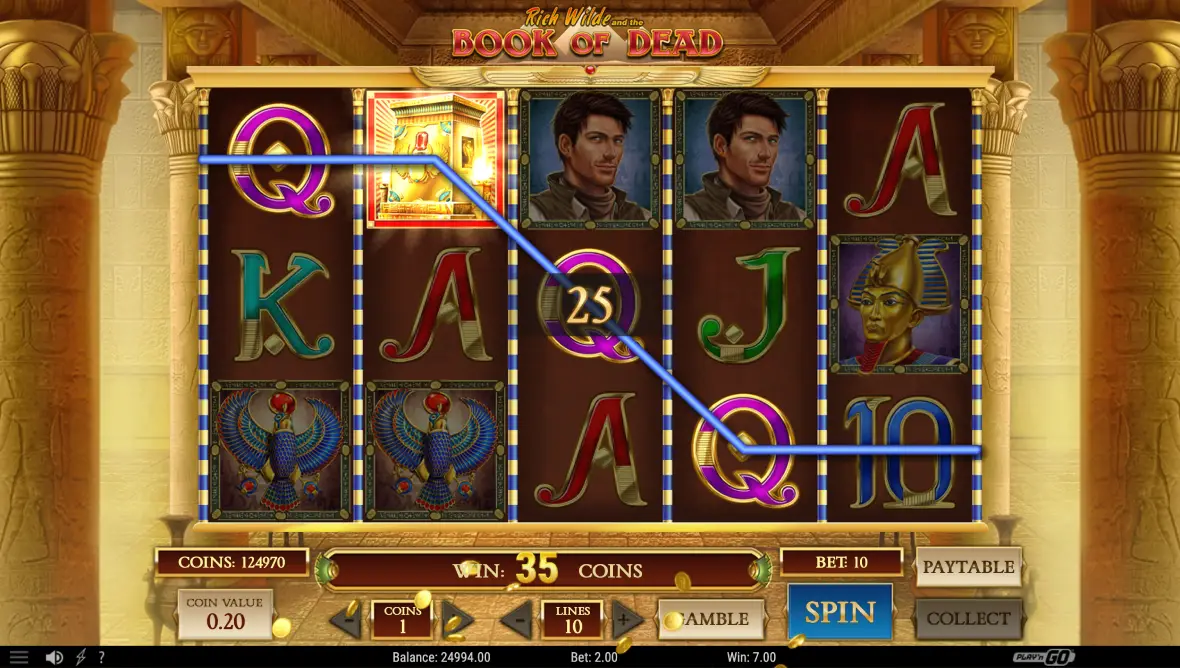 Tiền thưởng và vòng quay miễn phí cho trò chơi slot Book of Dead